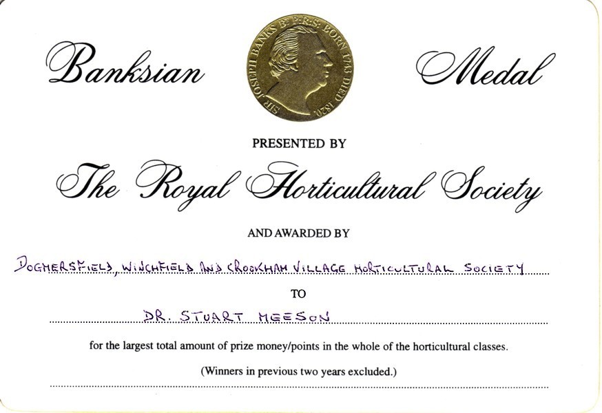 Awarded RHS Banksian Medal. Click for more information on medal (p11-12)